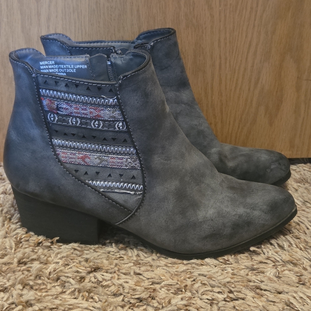 Stylish Gray Ankle Boots Women's Size 8